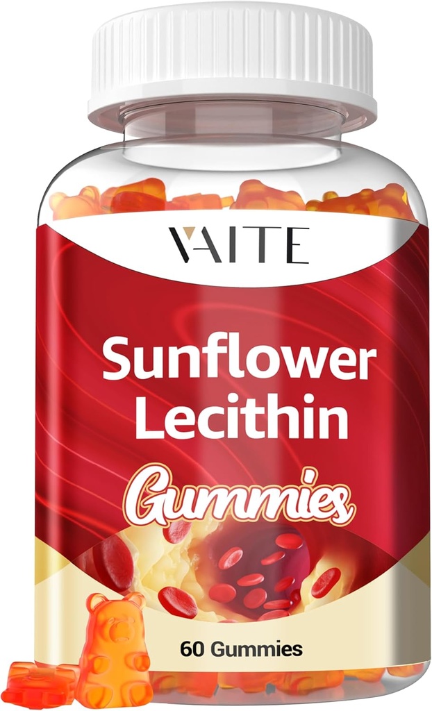 Mie Lesit Sunflower 800mg - Vegan, Non- GMO, Soy- Free & Gluten- Free - Dukung Nutrition Harian, Easy- Digest Chews for Wowts, Lactation Supplemen Lactation, Natural Wellness Dukungan - 60 Vegan Gummy