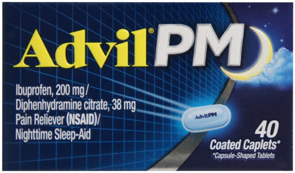 Advil PM 200 mg Caplets berlapis 40 ea (Paket 6)