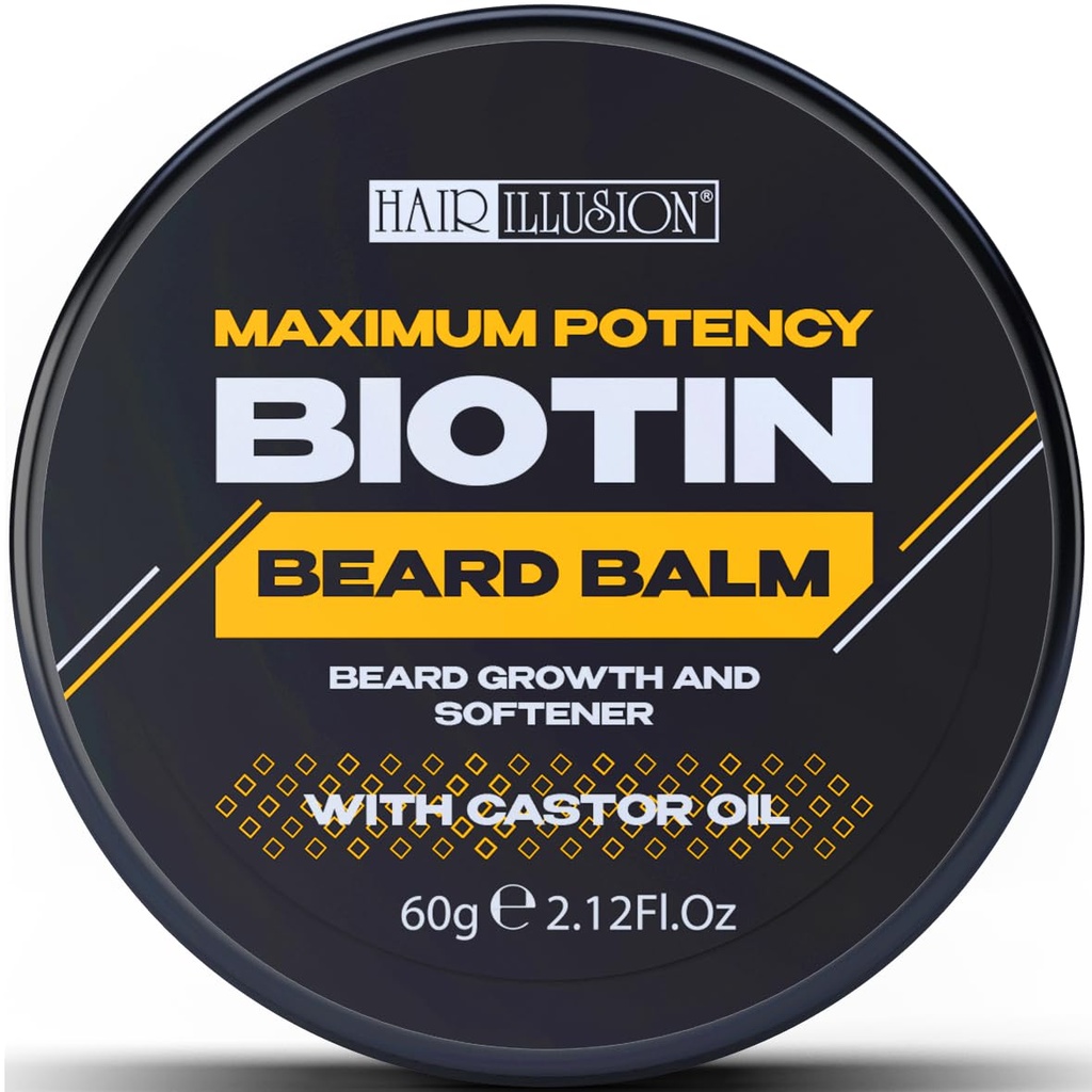Ilusion rambut Maximium POTENCY BIOTIN Beard Balm For Beard Growth And Softening, Black