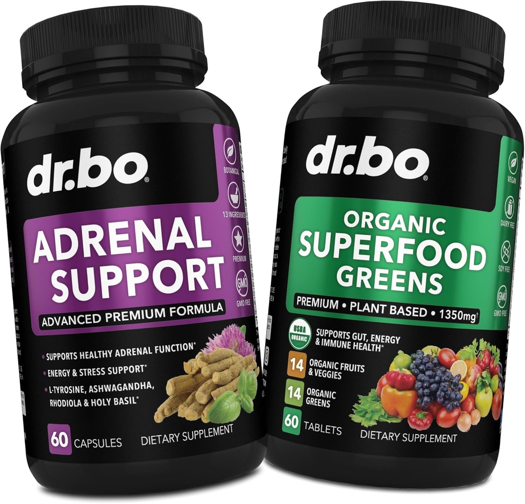 Dukungan Adrenal & Organik Superfood Greens & Fruit Suplemen - Daily Energy Super Food Food and Vegies Suplement Tablet Plus Vegetable Foods