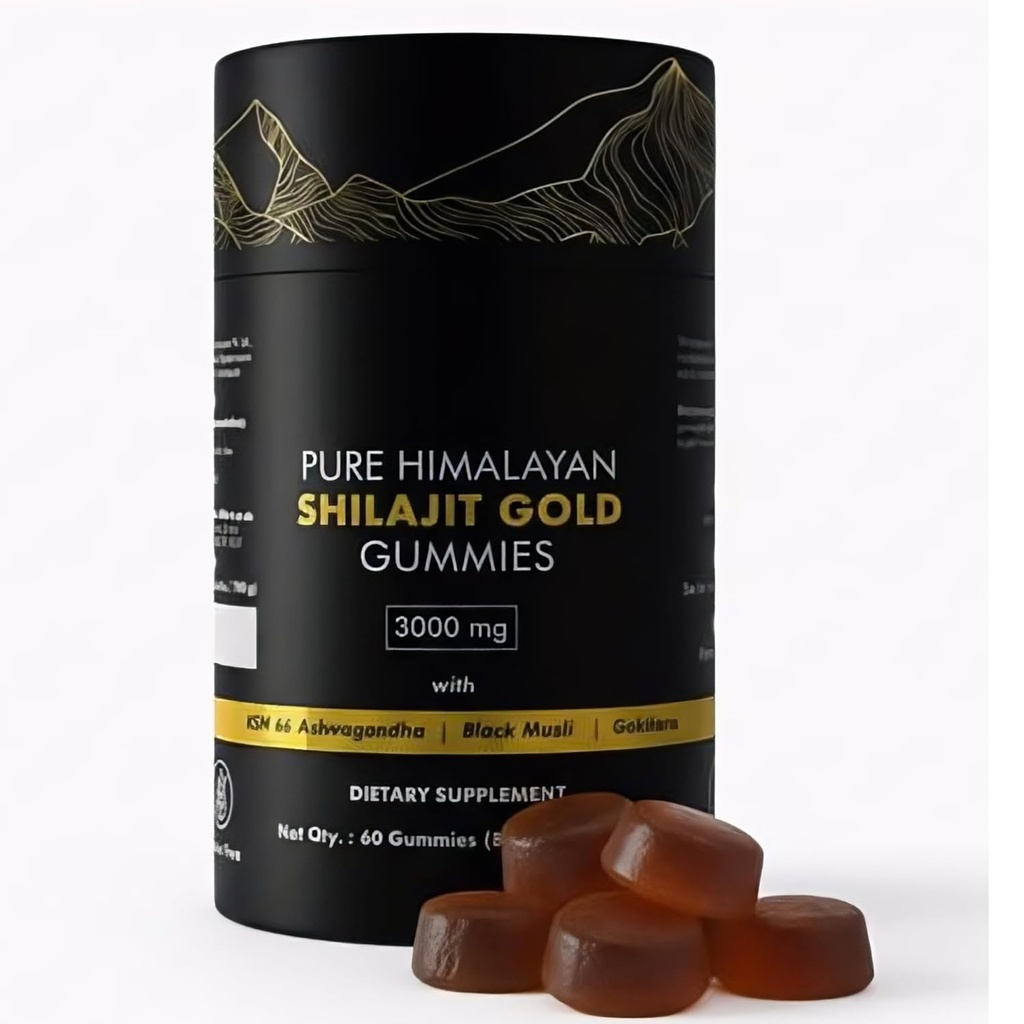 Murni Himalaya Shilajit Gummies Emas Tingkat 124; dengan Ashwagandha & Fulvic Acid 124; Sugar- Free Energy, Stamina & Imune Dukungan untuk Pria & Women & Women 124; 85 + Trace Minchances 124; Non-GMO & 100% Natural 124; 60 Count