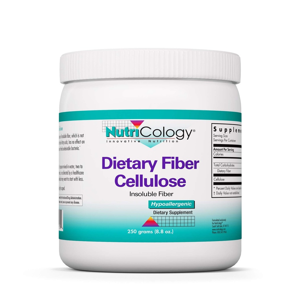 Nutricology Dietary Fiber Powder - 2000mg Implemble Fiber Suplement, Microcrystalose Powder, Bedak Berbahan, Non-Fermentable, Hypoallergenic - 8.8 Oz