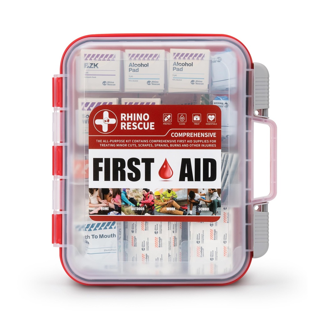 RHINO RESCUE 371 Pieces OSHA All- Purpose Aid Kit, Home & Office Profesional Medical Supplies, Ideal for Emergency, School, Business