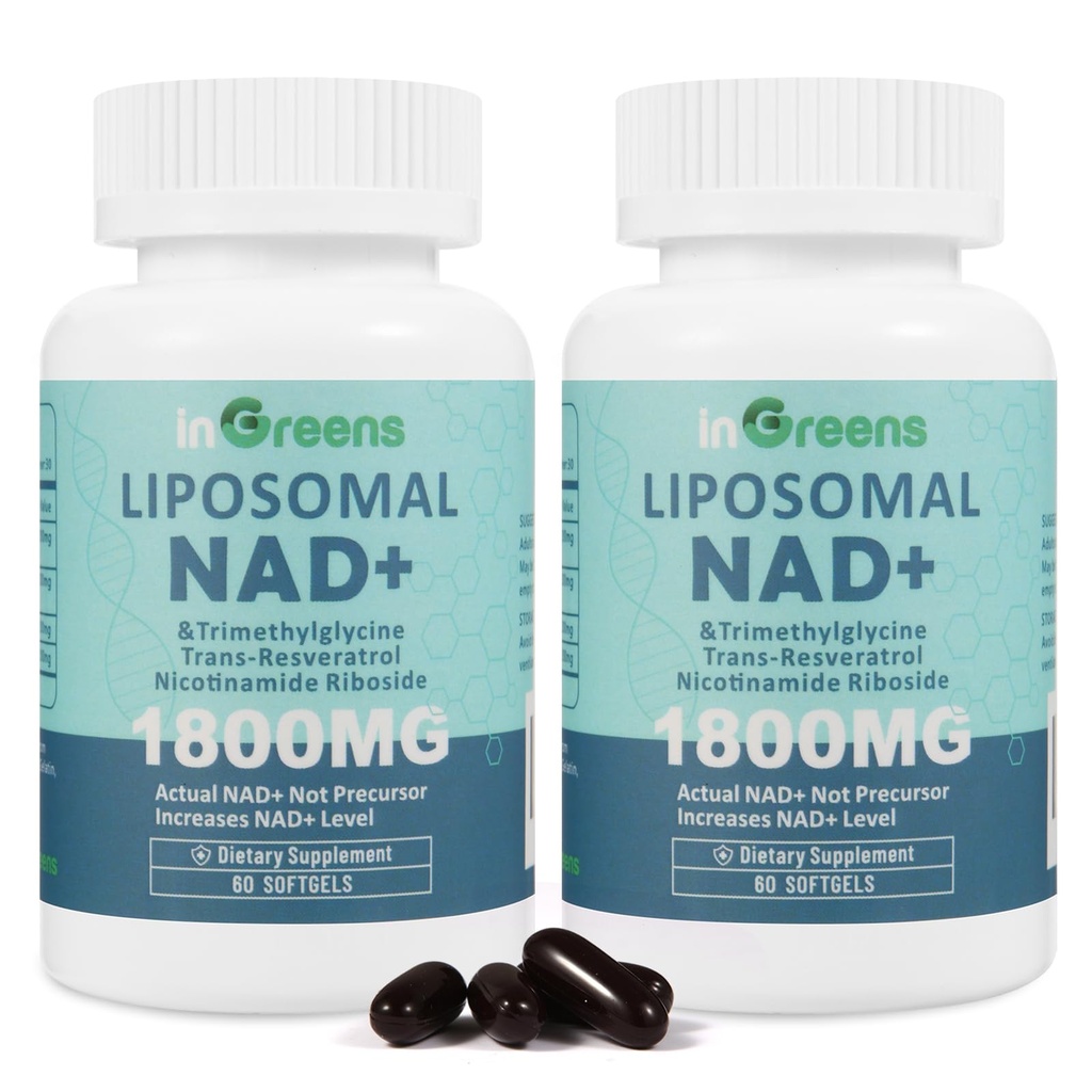 Lipomal NAD + Tambahan 1800 mg dengan Nicotinamide Riboside, Trans Resveratrol, Trimethylglycine menggantikan NMN, Boost NAD +, Aging Defense Cellular Energy, 120 Softgeels