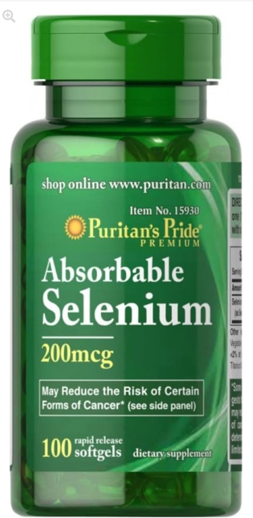 Puritan Pride Selenium 200 mcg Tablet, 100 Cacah