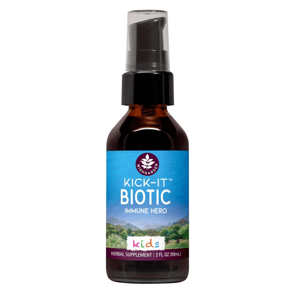 WishGarden Herbs Kickles - Pahlawan Biotik Kebal untuk Anak-Anak - Tanaman - berbasis Femula Biotik Herbal dengan Usnea Lichen & Echinacea, Supports Heally Ammune dan Sistem Repiratory Fungsi, Immune Booster, 2oz