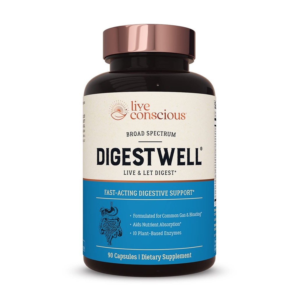 Dukungan Langsung Conscious Digestwell - Kecepatan-Akting DigettyDutDur124; Broad Spectrum Enzyme, Probiotic & Herbal Formula - Turunkan setiap hari Gas & Bloating - 90 Kapsul
