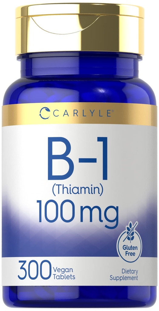 Carlyle B1 Vitamin 100mg 124; 300 Tablet 12.4; Tambahan untuk Perempuan & Pria & Pria 124; seperti Thiamin HCl 126; Vegan, Non-GMO & Gluten Bebas