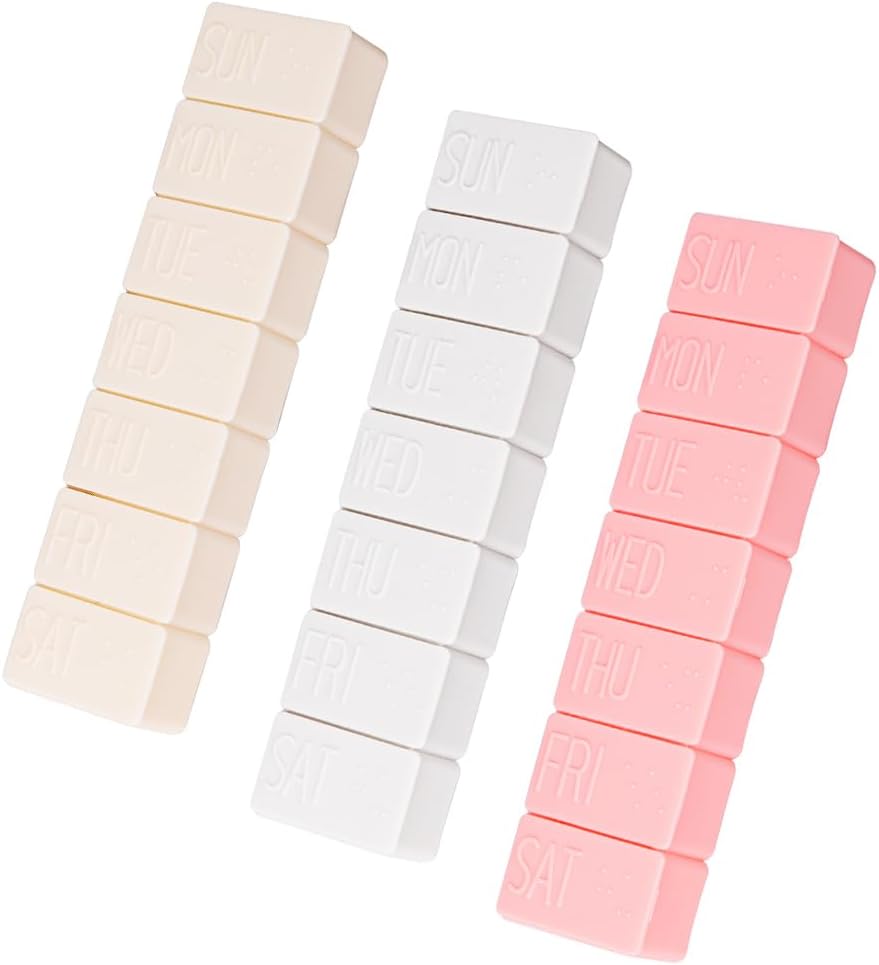 3Pack Weekly Pill Organizer, Extra 7 Days Pill Cases Extravel Daily Pill Box for Fish Oil, Calcium Tablets Suplemen dan Vitamin Pill lainnya
