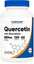 Nutricost Quercetin dengan Bromelain, 880mg Quercetin + 165mg Bromelain Per Serving, 120 Capsules, 60 Serpings (2 Caps Per Serving) - Vegetarian, Non-GMO & Gluten Free
