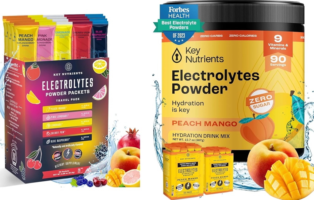 NEY NUTRIENTS Ultimate Hidration & Multivitamin Duo: 20- Pack Variety 5 Flavors + 90- Serving Tropical Peach Mango Electrolytes Powder