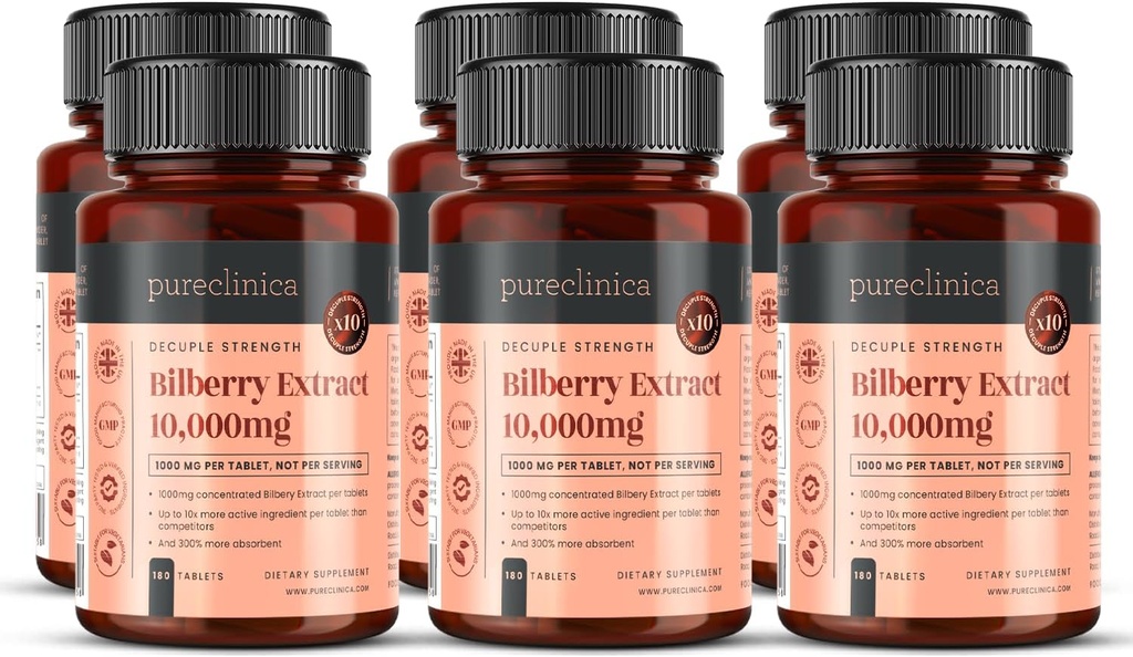 puberica Bilberry Extract 10.000mg x 1080 Tablet (6 Botol 180) - 10 X More antocyanidins