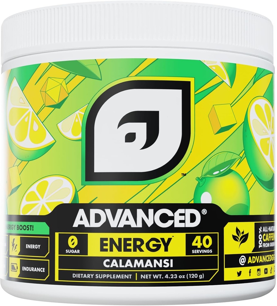 Advanced Energy - Energy Boosting Formula dengan Electrolytes for Hydration - L- Theanine to Combat Jitters - Sugar Free & Keto Friendly - No Maltodextrin (40 Servings) (Calamansi)