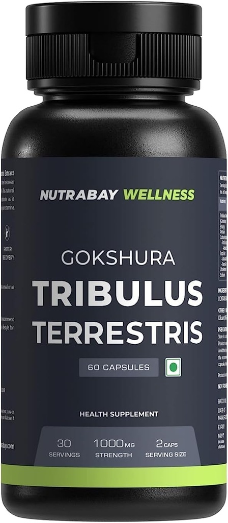 Wellness Tribulus Terrestries (Gokshura) - Dukungan Alam untuk Energi, Performance & Stamina & Muscle Growth - 100mg, 60 Veg Capsules
