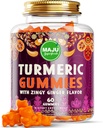 Super Foods Superfood Curcumin Gummies 60ct, Zingy Ginger Taste, Black Pepper Extract for Enhanced Absorpsi and Potensi, Turmeric Gummies for Dewata and Kid