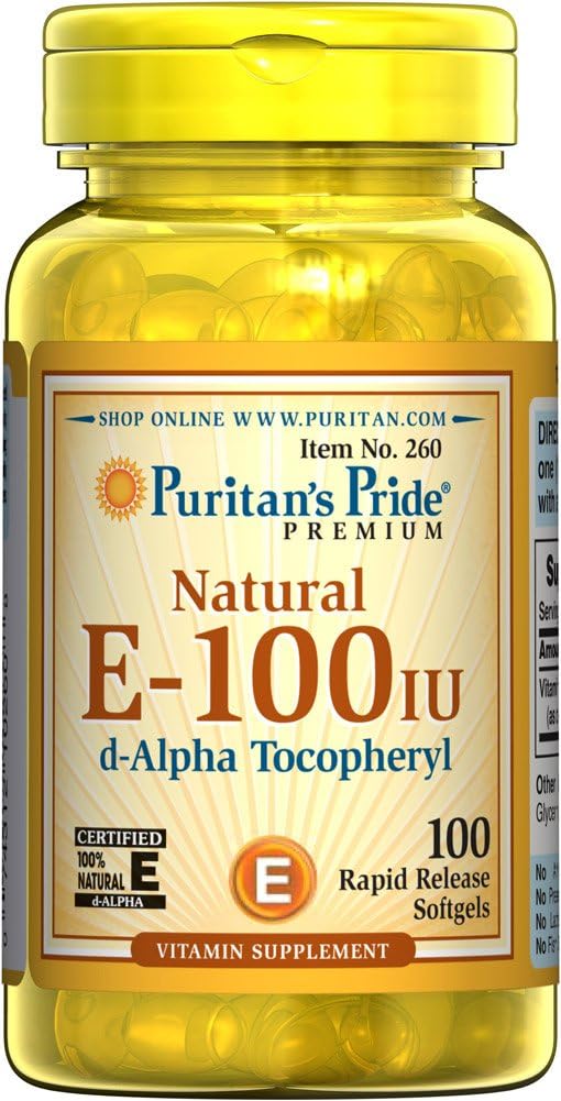 Puritan 's Pride Vitamin E-100 iu 100% Natural 100 Softgels