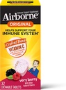 Airborne 1000mg Vitamin C Chewable Tablets With Zinc, Imune Support With powerful Antioksidants Vitamins A C & E - 32 Chewable Tablets, Very Berry Flavor