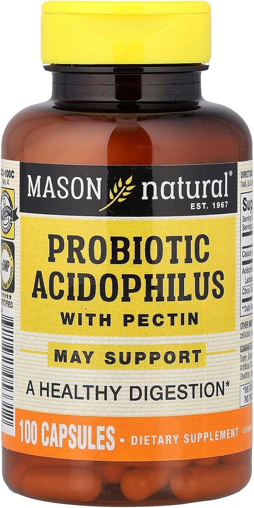 MASON NATURAL Probiotic Acidophilus with Pectin, 100 Kapsul
