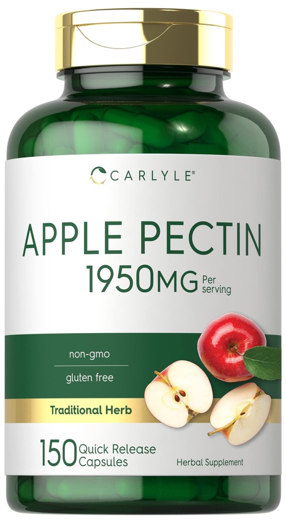 Carlyle Apple Pectin Capsules 124; 1950mg 124; 150 Pills 12.4; Non-GMO & Gluten Free Herbal Suplemen