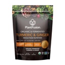 PlantFusion Turmeric dan Ginger Drink Mix - Fermentasi Whole Food Nutrition, Herbal Suplement Powder with Curcuminoid - USDA Certifikasi Organik, Non-GMO, Vegan, Gluten- Bebas, 4.76 oz 30 Hamba