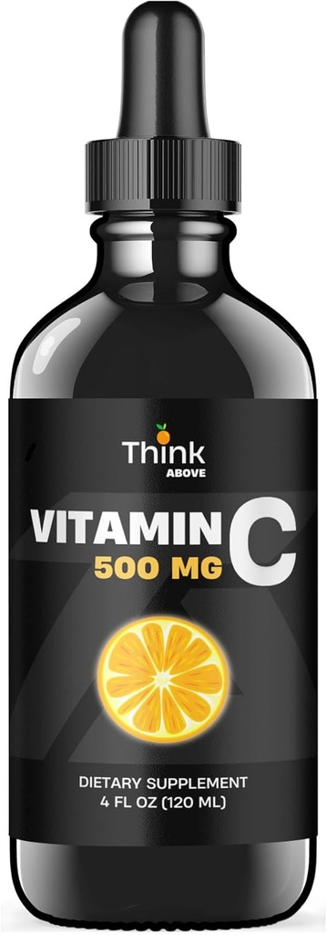 Liquid Vitamin C - High Dose - Vitamin C Drops - untuk Dewasa dan Anak - 500 mg - Liquid VIT C - Non GMO - Vitamin C Liquid Suplemen (4 fl oz 120 ml)