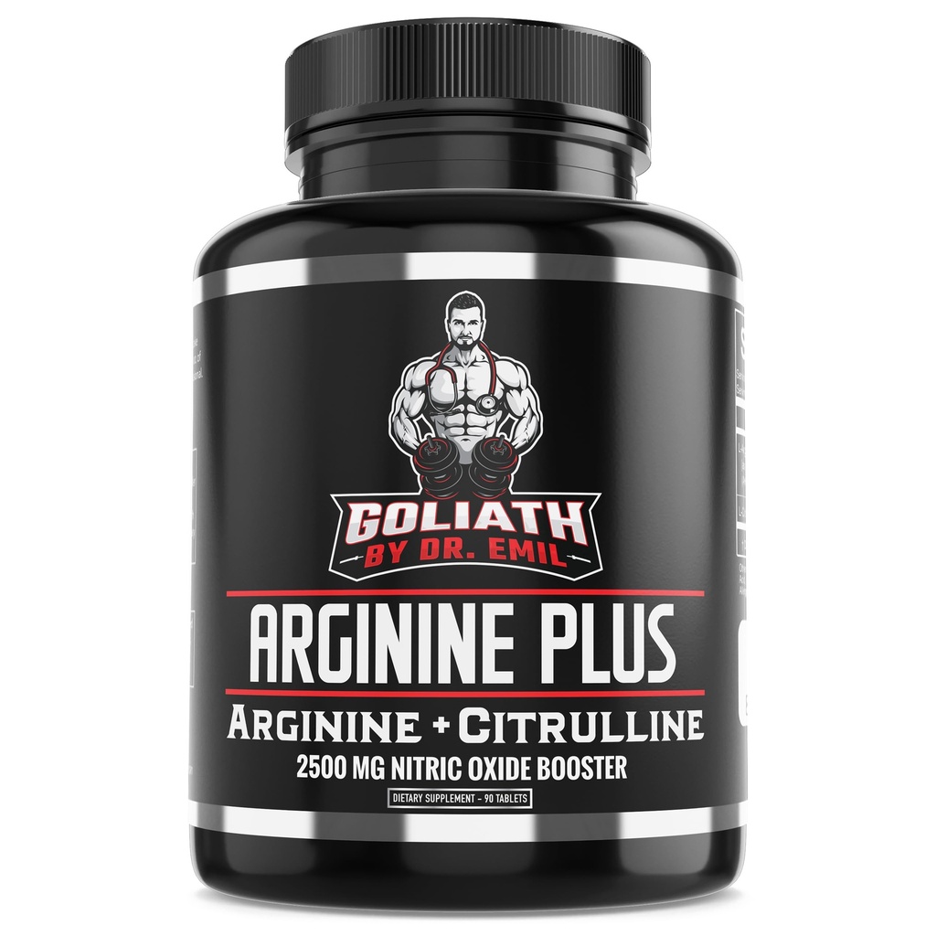 Dr. Emil 's ARGININE Plus - L Arginine + L Citrulline - 2500 MG High Dose NO Booster Tablet - Nitric Oxide Suplemen untuk Vaskulinity and Heart Health (Arginine AAKG dan Citrulline Malate 2: 1)