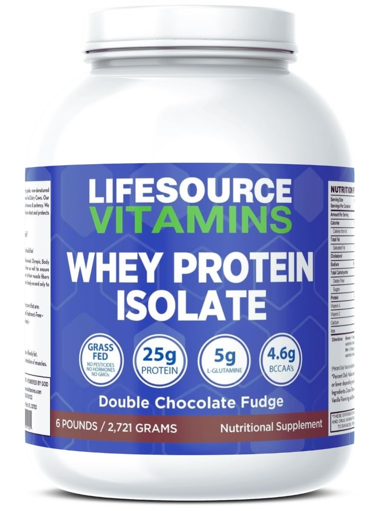 LifeSource Vitamin 6 Ib- US Dairy Cows Grass Fed Whey Protein Isolate - Double Chocolate Fudge sweetened w / Stevia