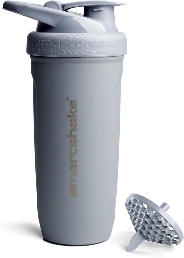 Smartshake Reforce Stainless Steel Protein Shaker Bottle 900 ml 124; 30 oz - Leakproof Screw -on Lid - BPA Free - Non Insulated Bottle - Unisex (Grey)