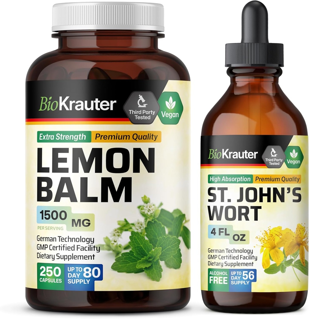 BIO KRAUTER Lemon 250 Capsules & St. John 's Welt Tincture 4 Fl Oz.