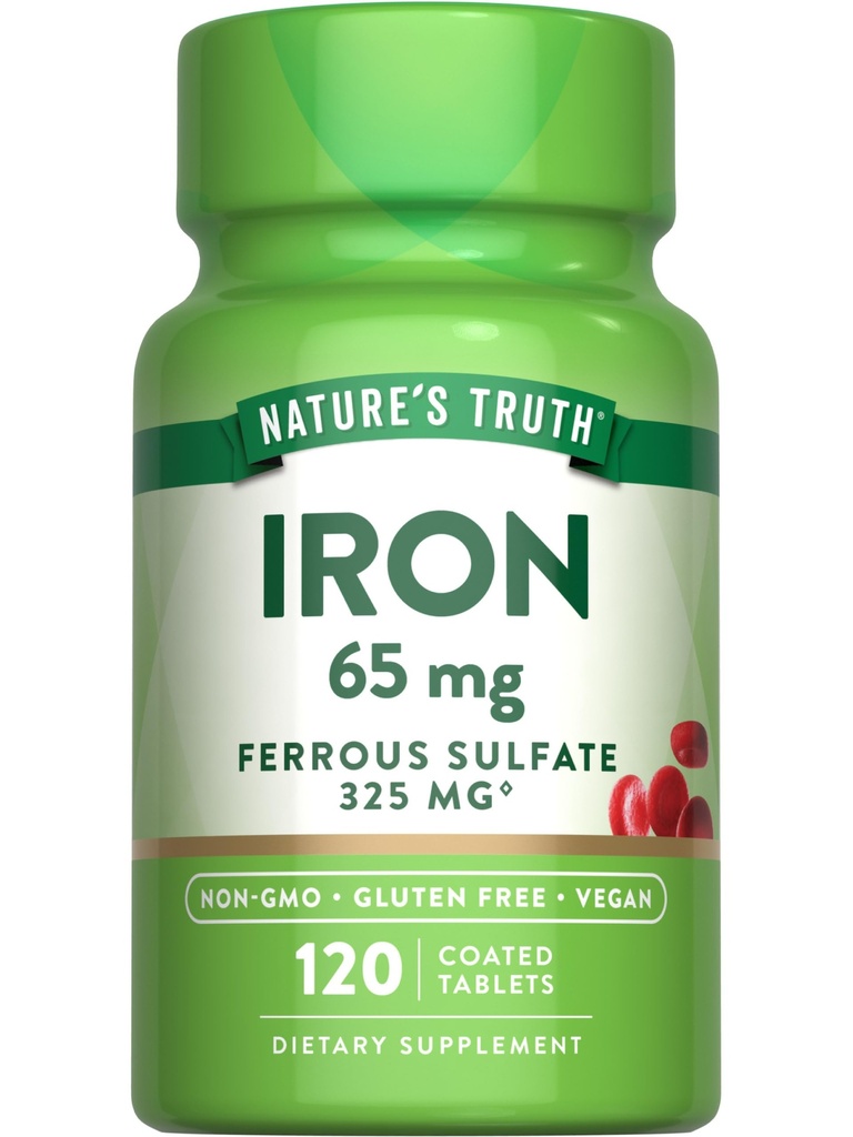 Nature 's Truth Iron Suplement 12.4; 65mg 124; 120 Tablet 124; 325mg Ferrous Sulfate 124; Non- GMO & Gluten Free Pills
