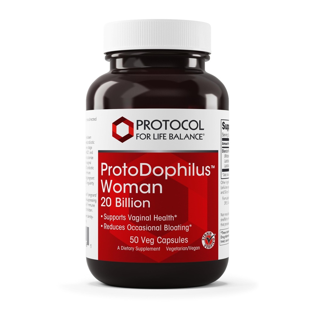 PROTOCOL UNTUK HIDUP BALANCE Proto Dophilus Woman - 20 Milyar - Probilion for Gut Health - Dukung Kesehatan Vaginal & Bloating Relief - Vegan & Kosher - 50 Veg Capsules