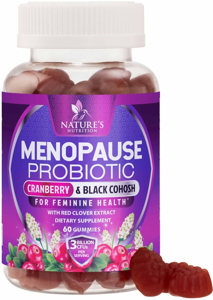 Suplemen Menopause bagi Perempuan - 3 Miliar CFU Natural Menopause Relief untuk Mild Hot Flashes & Night Sweats, PH, Haminal Health Progrees for Women Gummy, Probiotic Suplemen - 60 Gummies