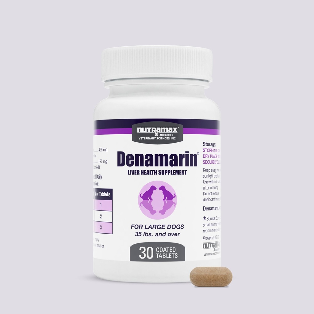 Laboratorium Nutramax Denamarin Tambahan Kesehatan untuk Large Dogs - dengan S-Adenosylmethionine (SAMe) dan Silybin, 30 Tablet (Paket 1)