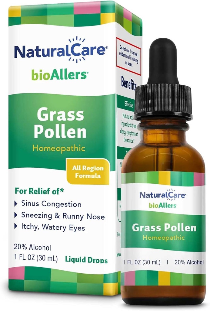 BioAllers Care Grass Pollen Homeopathic Liquid Drops, 1 Fl Oz 124; May Provide Support Through Sinus Contrable, Sneezing & Runny Nose, Itchy, Watery Eyes