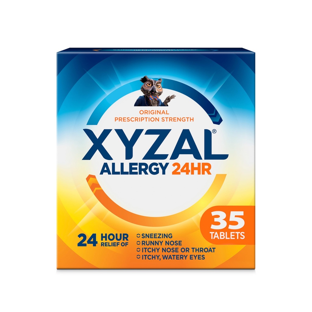 Xyzal 24 Hour Relief Medicine Allergy, Prescription Strength Antihistamin, Leustiriizine Dihydrochloride Tablets, 5 mg, 35 Count