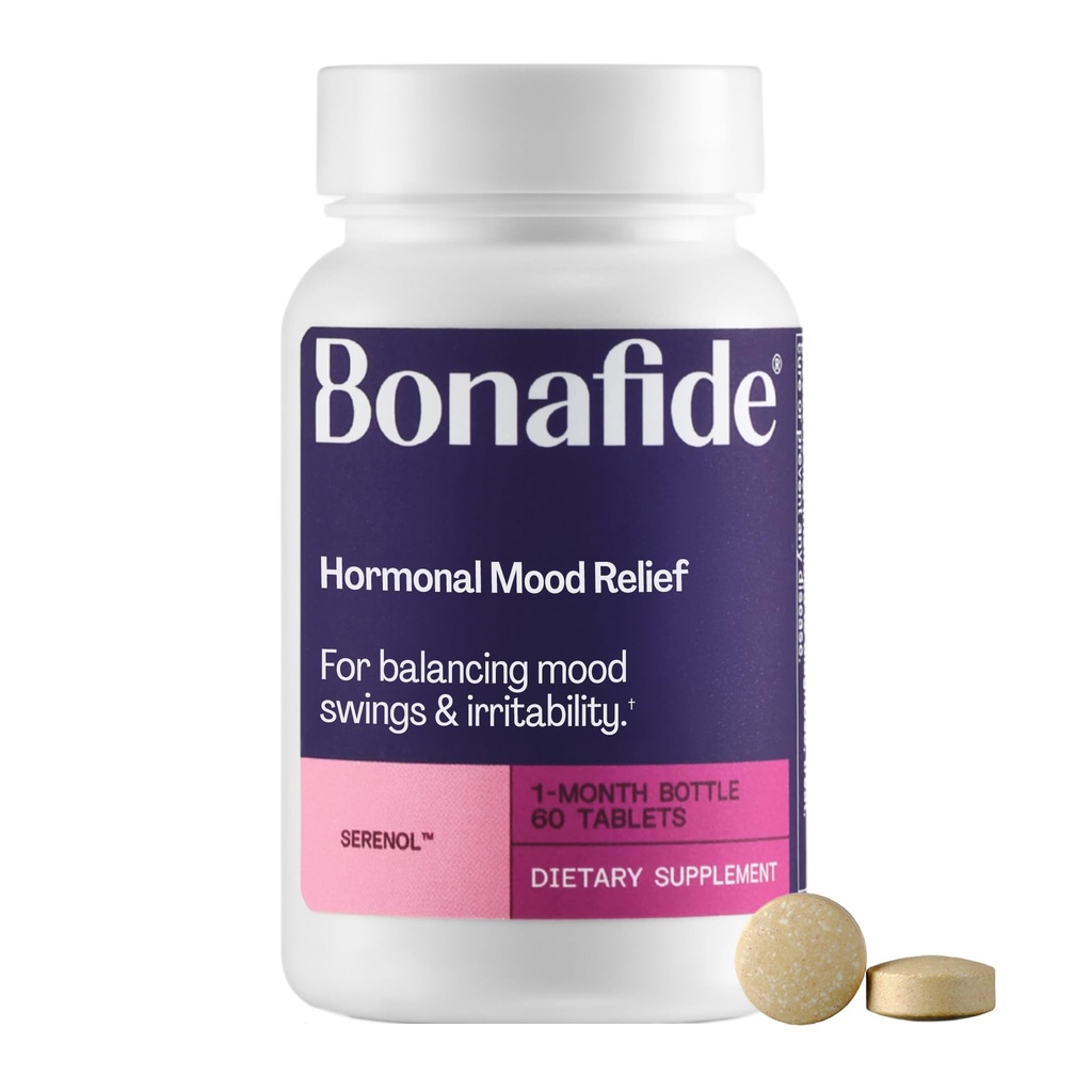 Serenol oleh Bonafide. Bantuan dari Hormonal Mood Swings, Irritbility, & PMS Bloating. - Persediaan 1 Bulan (60 Tablet)