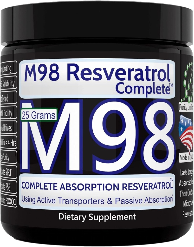 M98 Resveratrol Lengkap (M98-RC) - Lebih baik dari Super Micronized - Bubuk Murni - 25 Grams