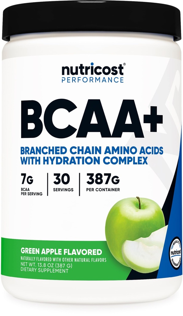 Nutricost BCAA + Hidration Powder (Green Apple) 30 Hamba - Branched Chain Acids dengan kompleks Hidration - Gluten- Bebas, Non-GMO