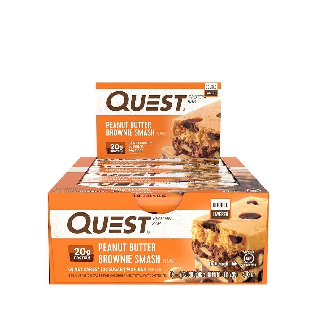 Quest Nutition- High Protein, Low Carb, Gluten Free, Keto Friendly, Peanut Butter Brownie, 12 Count
