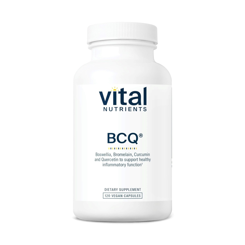 Vital Nutrients BCQ 124; Vegan Boswellia, Bromelain, Curcumin & Quercetin Supplemen Support Gabungan:
