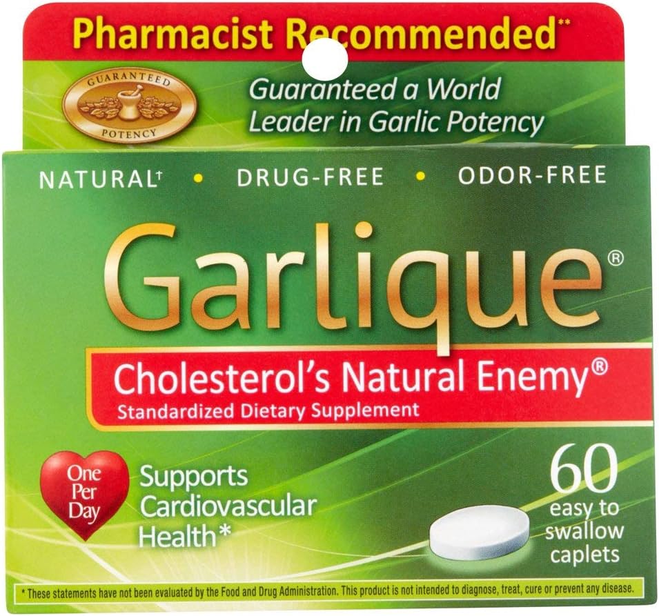 Garlique Heally Cholesterol Formula dengan 5000 mcg dari Allisin, Caplets Coated 60 (Paket 3)