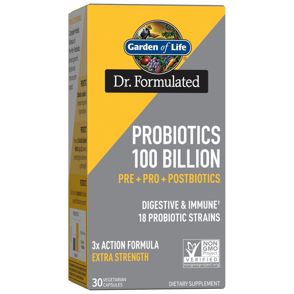 Taman Kehidupan Dr. Formulated Progities 100 Milyar CFU Pre + Pro + Postories - Ekstra Digetical & Imune Dukungan untuk Pria dan Wanita, Kentang, Actacia, Metabolite Postbiotic, 30 Kasules