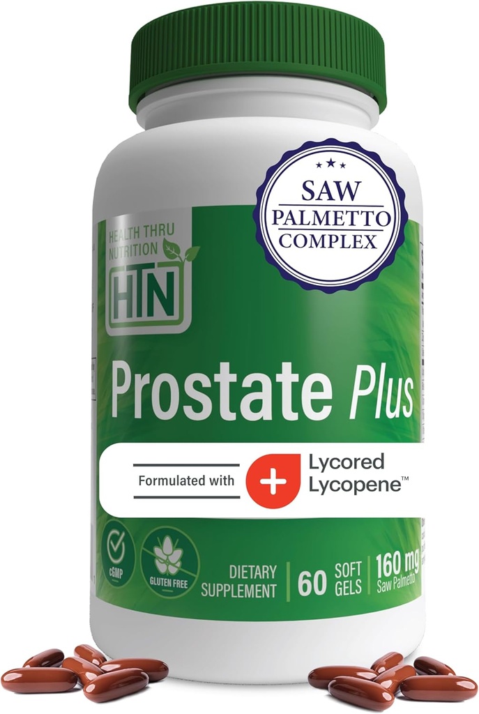 Prostat Nutrition Health Thru Plus dengan Saw Palmetto Extract, Lycopene sebagai Lycored, Plant Sterns, Selenium, Zinc dan Pumpkin Seed 124; Lengkap Prostate Support 12.4; Non-GMO & Gluten Free (Paket 60)