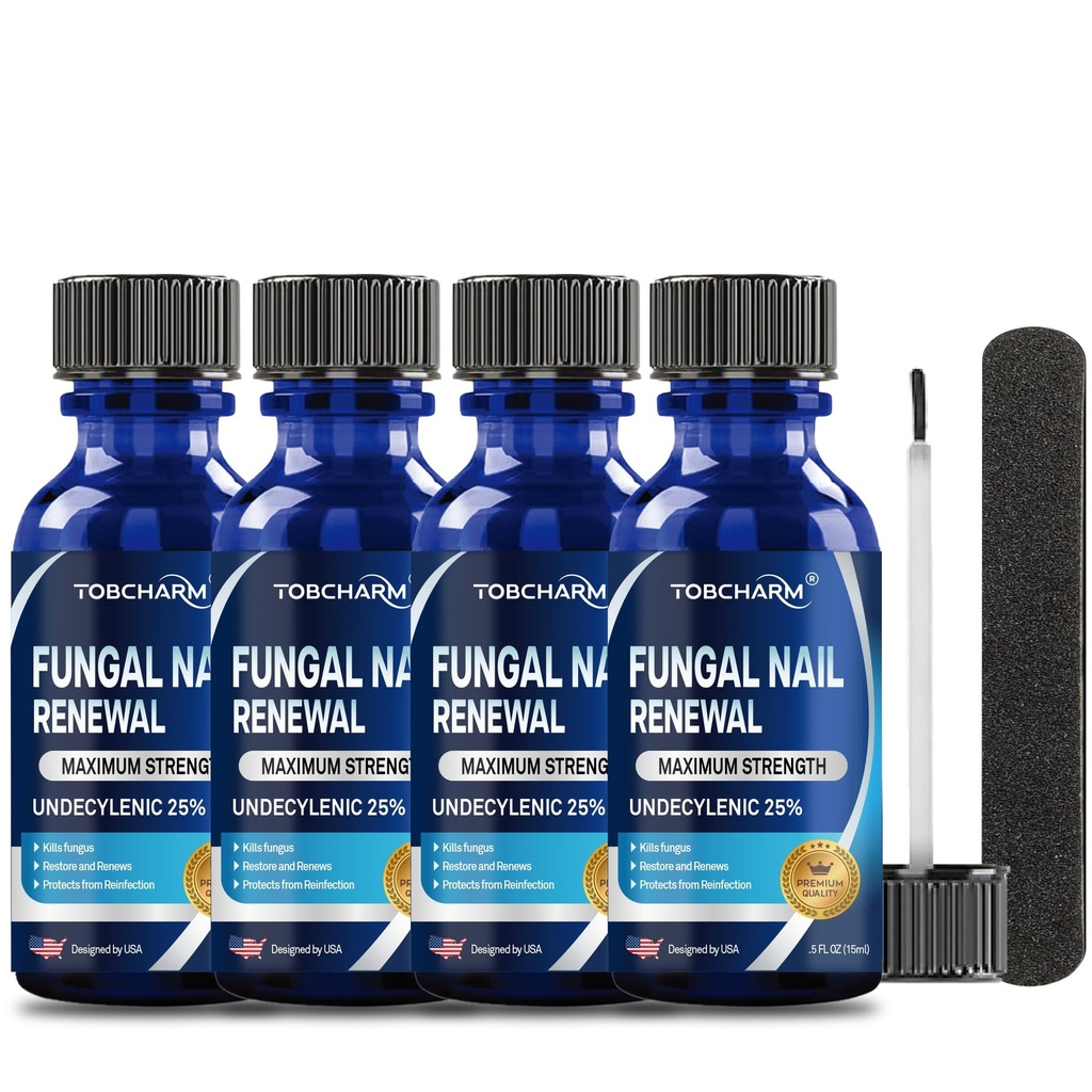 Perawatan Toenail Jamur 4Pcs, 25% asam Undesilalenic, Pengobatan Jamur Nail untuk Perawatan Toenail, Perawatan Jamur Toe Nail (2 FL OZ)