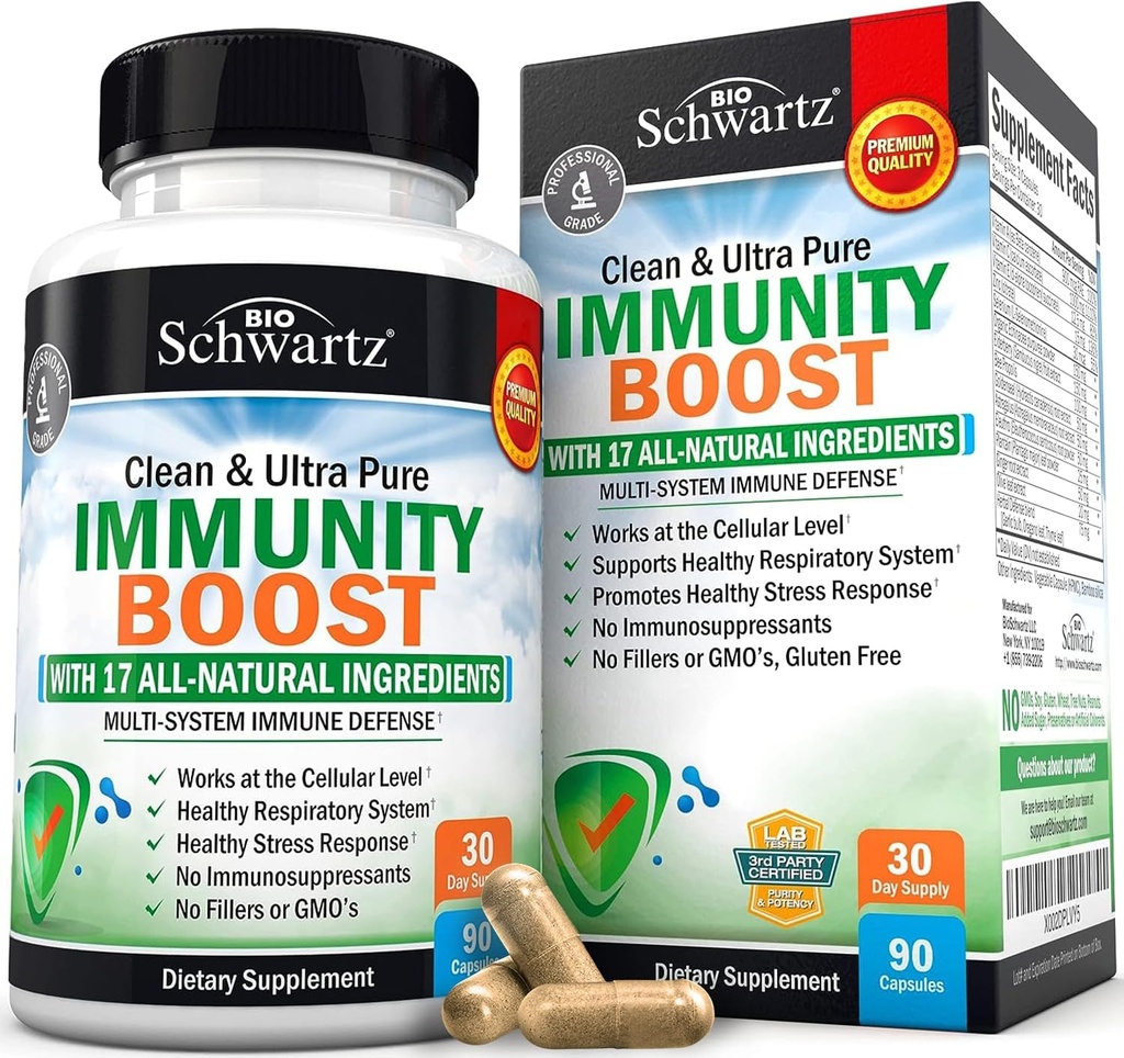 Imunity Boost Suplemen dengan Elderberry, Vitamin A, Echinacea & Zinc + Vitamin C 1000mg Capsules dengan Zinc, Rose HIPS & Bioflavonoid