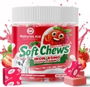 Tambahan Besi Chewable untuk Perempuan & Pria dan Anak - Strawberry Flavor, Iron Vitamin C Soft Chew untuk Max Absorpsi, Besi sebagai Ferrous Fumarate, Ideal untuk Deficiency Besi, 2 Bulan Suppply