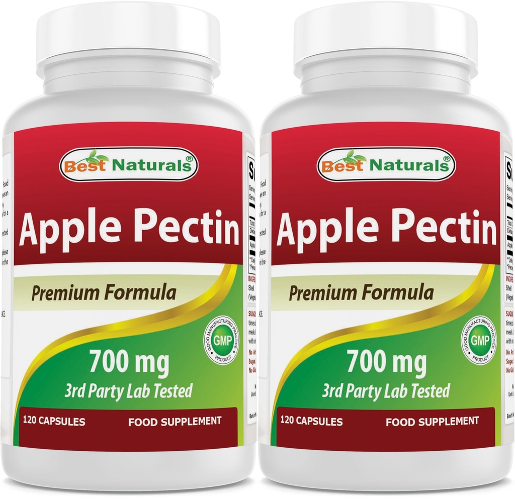 Apple Pectin terbaik 700 mg - Dietary Fiber - Intestinal Dukungan - 120 Capsules (120 Cacah (Paket 2))