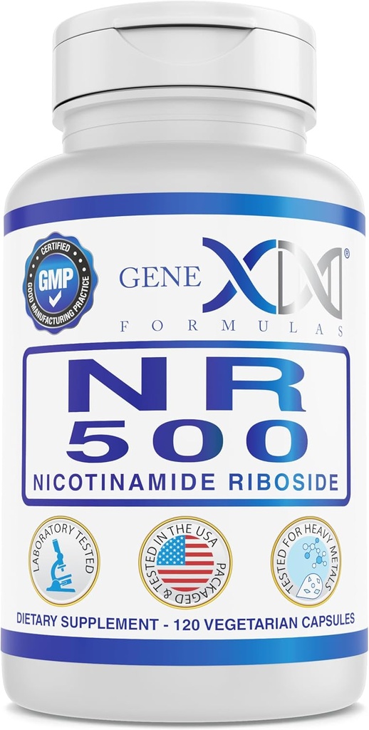Genex Formulas NR Nicotinamide Riboside 500mg / Serving (120 Capsules) NAD + Precursor untuk Penuaan Heally - GMP- Sertifikasi, Non-GMO, Gluten- Free, Vegetarian (1 Pack)