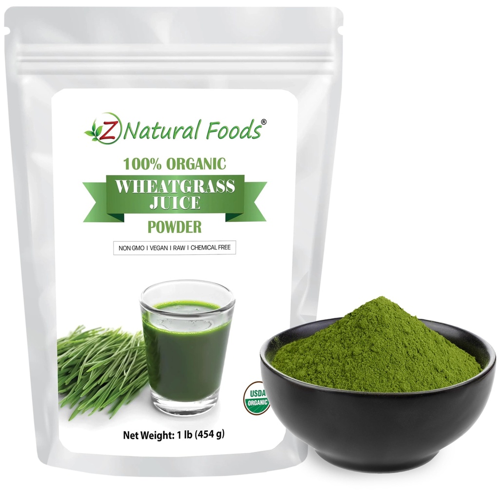Z Natural Foods Wheat Grass Juice Popper - Superfood for Healthy Aging & Ditraffic - Non-GMO, Vegan, Kosher - Perfect for Juice, Yogurts & Smoothies - Wheatgrass Juice Powder, 1 lb