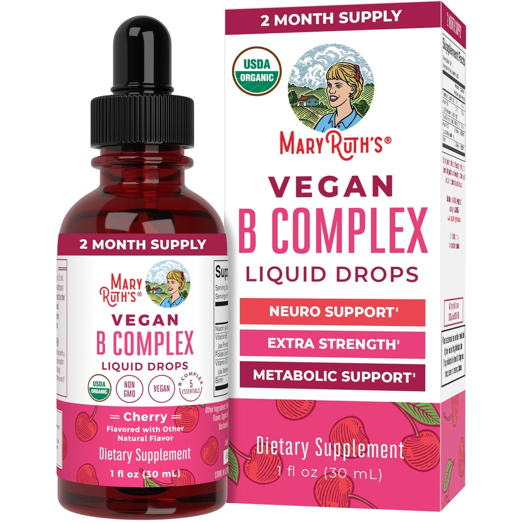 MaryRuth Organics Vitamin B Complex 124; B Vitamin Complex 124; Biotin 124; Vitamin B12 14; Niacin 124; Flease 124; Metabolic Support 124; Vegan 124; USDA Organis 124; None-GMO 124; Gluten Free 1242 Bulan Suply